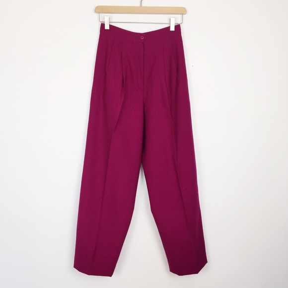 Vintage super high waisted pleated wool pants pink - Picture 1 of 6
